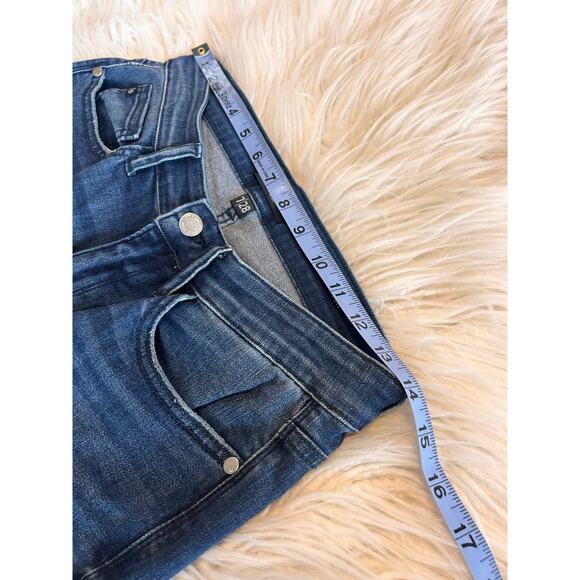 Judy Blue Denim Frayed Hem Skinny Fit Jeans Stretch Dark Wash Blue Size 7/28 - Picture 9 of 11
